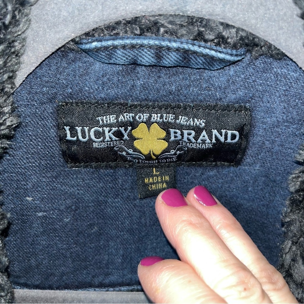 Lucky Brand Fur Collar Jean Jacket Large - Picture 4 of 6